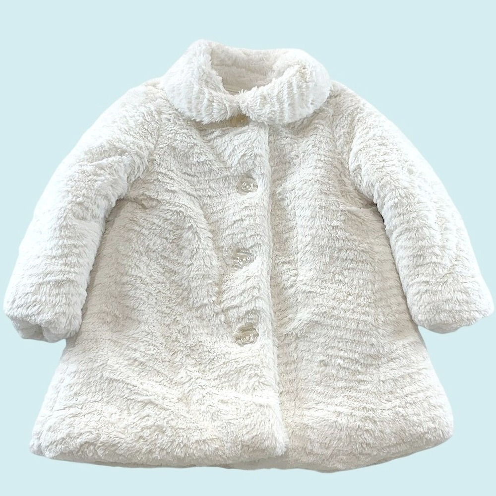 Calvin Klein Jeans Faux Fur Coat Kids 3T Cream Holiday Party Glam Winter